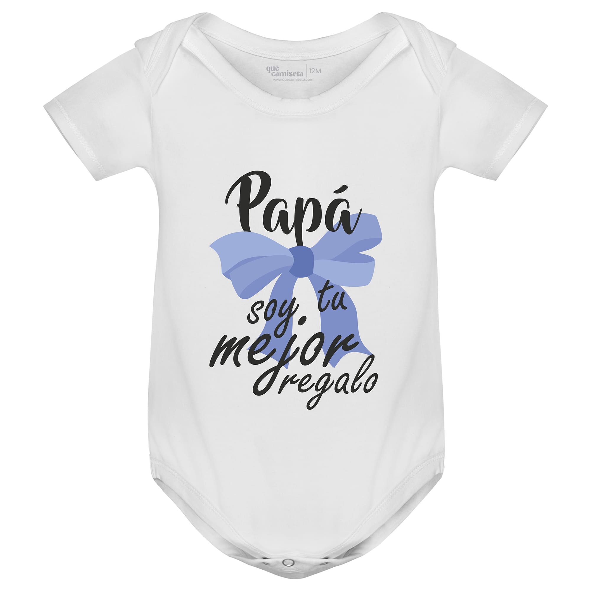 Body Bebé Manga Corta color blanco - Diseño 'Papá soy tu mejor regalo - azul'