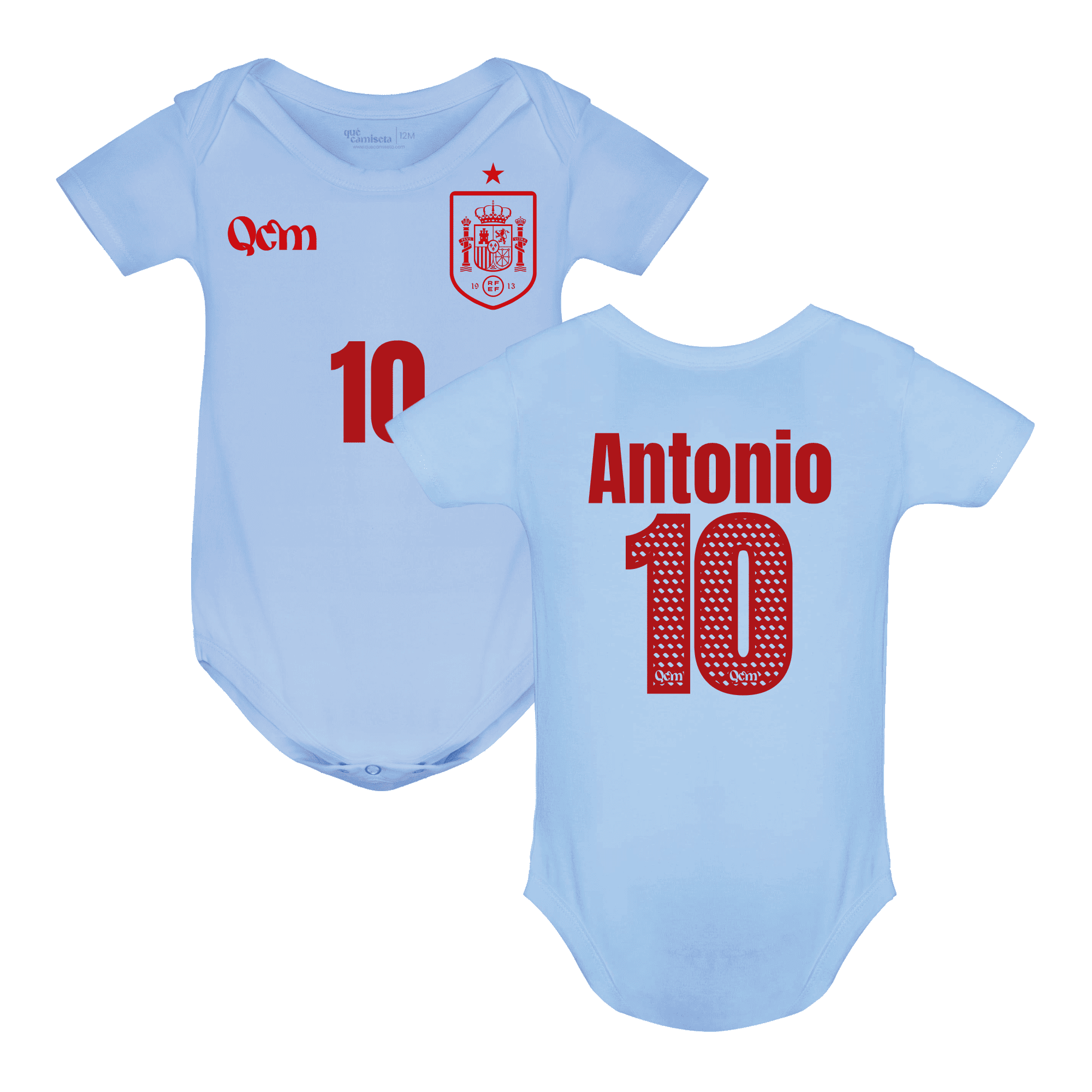 Body de fútbol para bebé personalizado estilo España – no oficial