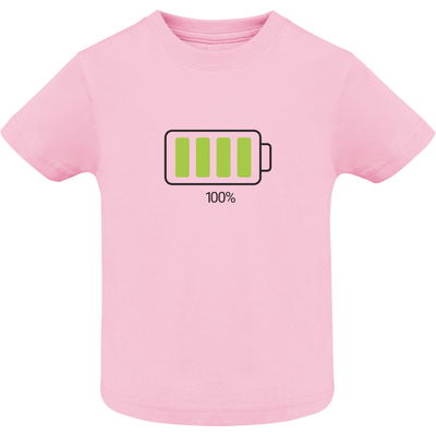 Camiseta Bebé Manga Corta color rosa claro - Diseño 'Batería descargada' para el Día de la Madre