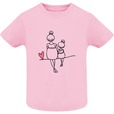 Camiseta Bebé Manga Corta color rosa claro - Diseño 'Línea Corazón' para el Día de la Madre