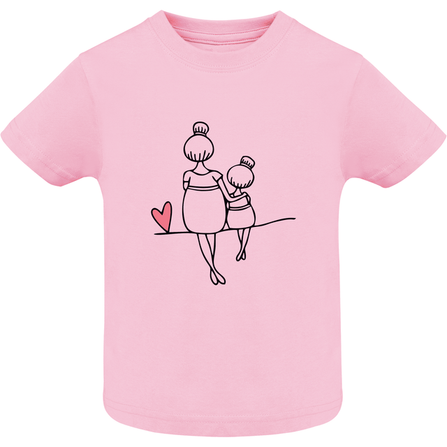 Camiseta Bebé Manga Corta color rosa claro - Diseño 'Línea Corazón' para el Día de la Madre