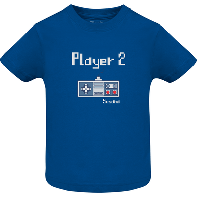Camiseta Bebé Manga Corta color azul royal - Diseño Player 1 Player 2