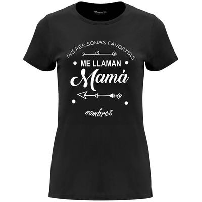 Camiseta "Mis personas favoritas me llaman Mamá" en color Negro para el Día de la Madre