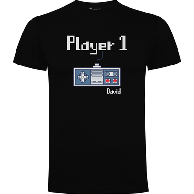 Camiseta Player 1 player 2 en color Negro para el Día del Padre