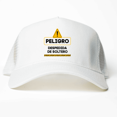 Gorra trucker Peligro color blanco - Vista frontal