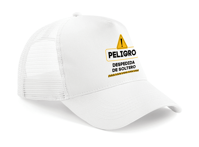 Gorra trucker Peligro color blanco - Vista lateral
