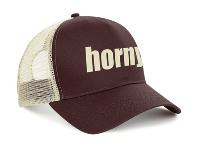 Gorra trucker Horny color chocolate y caramelo - Vista lateral