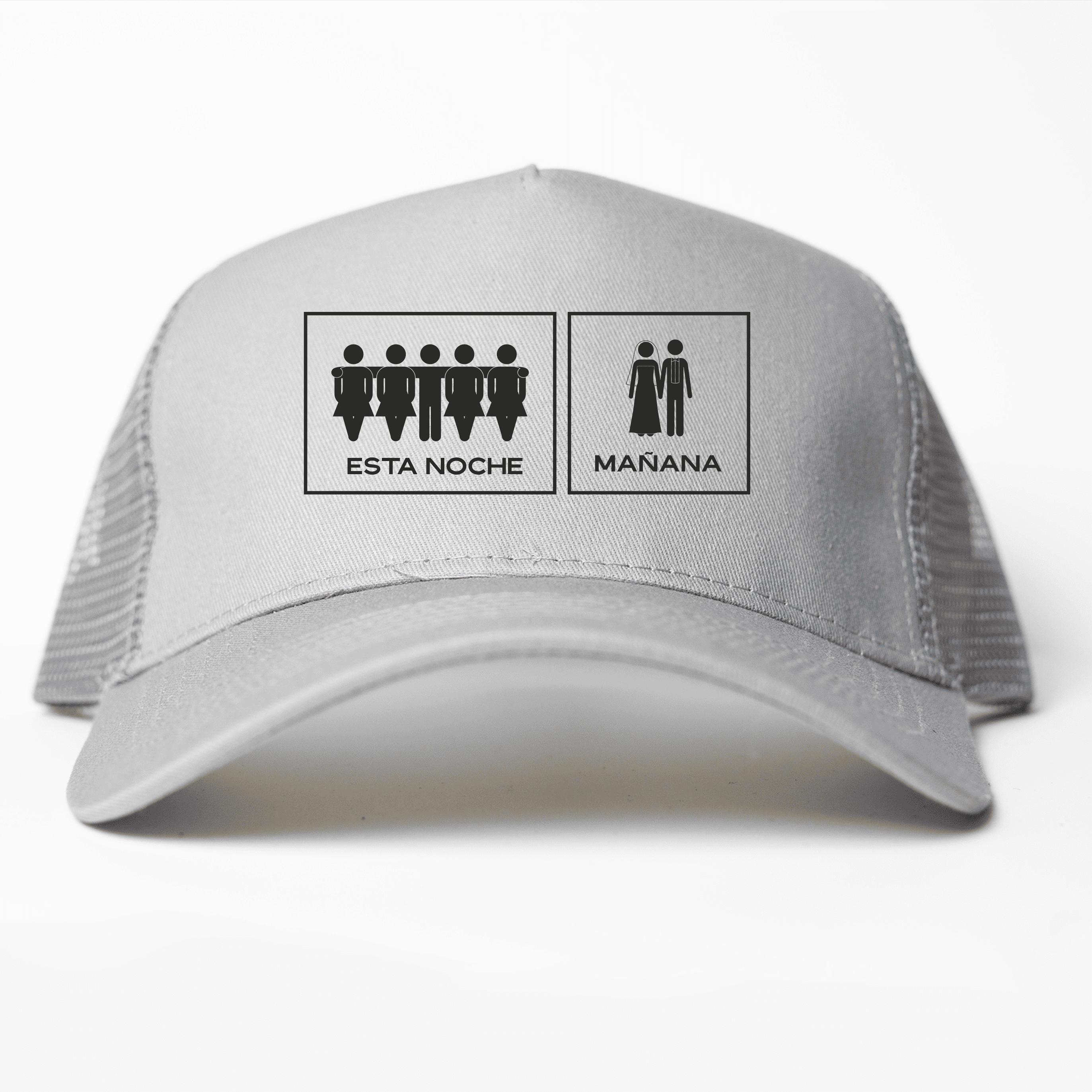 Gorra trucker Hoy y Mañana color gris y claro - Vista frontal