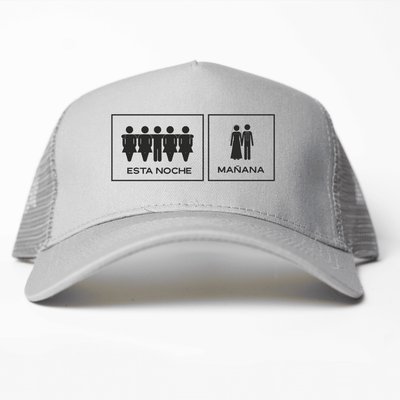 Gorra trucker Hoy y Mañana color gris y claro - Vista frontal