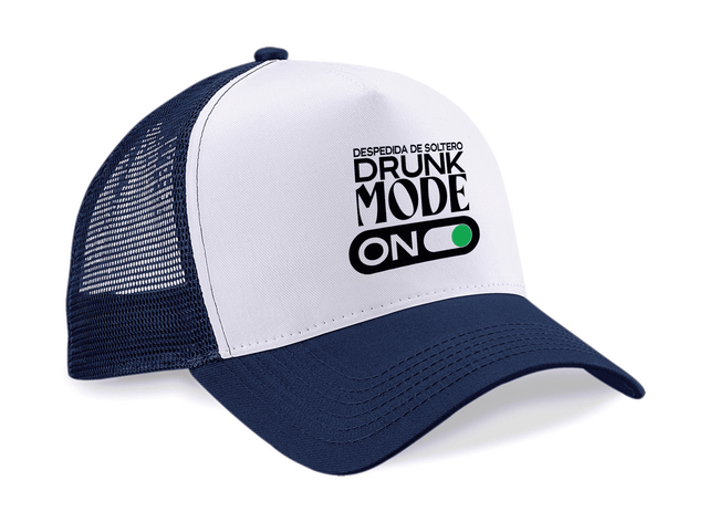 Gorra trucker Drunk Mode color marino / blanco - Vista lateral