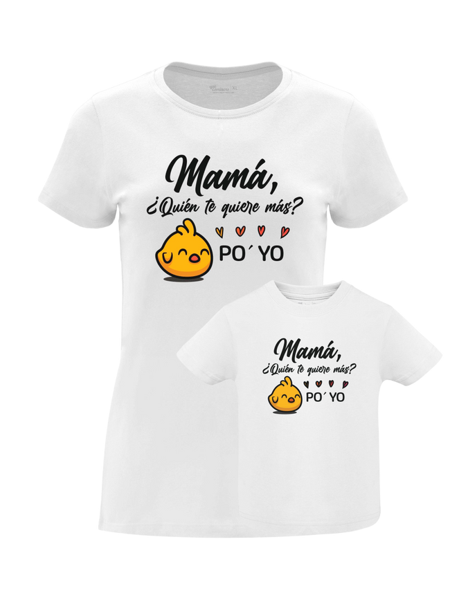 Pack Día de la Madre con camiseta para mamá y body o camiseta para bebé a juego. Diseño Po Yo.