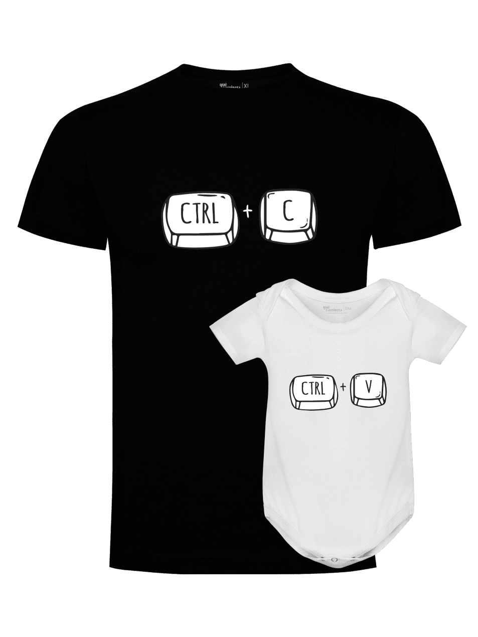 Pack Día del Padre con camiseta para papá y body o camiseta para bebé a juego. Diseño copiar y pegar.
