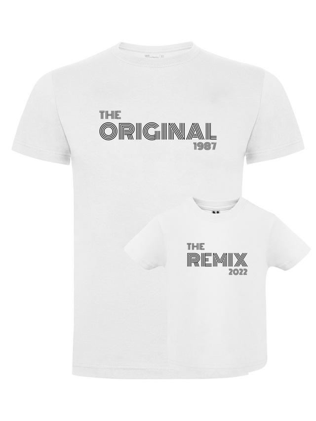 Pack Día del Padre con camiseta para papá y body o camiseta para bebé a juego. Diseño original y remix.
