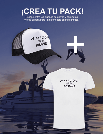 Pack gorra y camiseta Friends, amigos del novio – Despedida de soltero