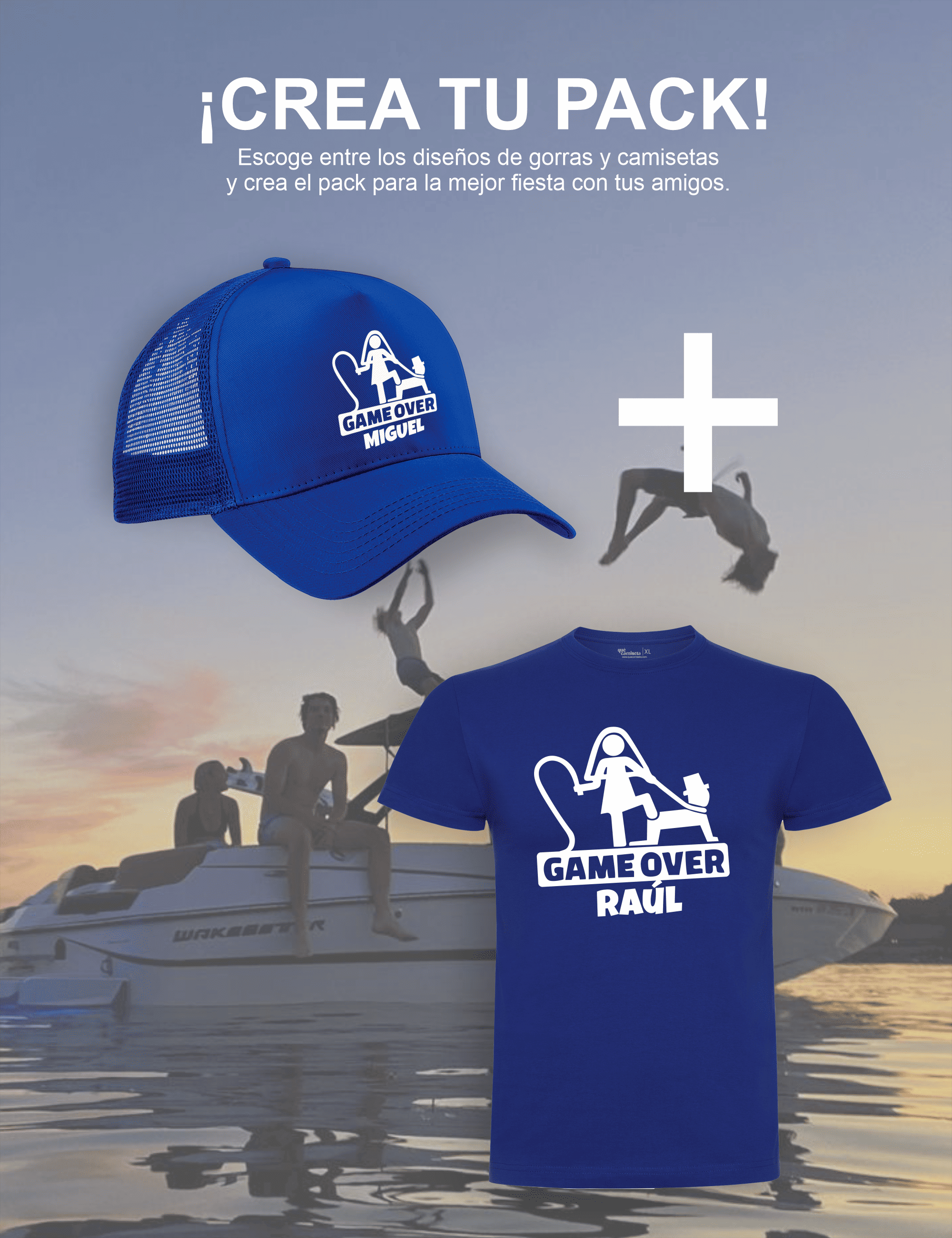 Pack gorra y camiseta Game Over – Despedida de soltero