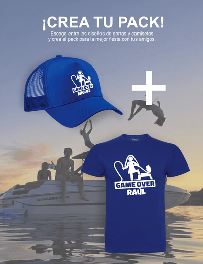 Pack gorra y camiseta Game Over – Despedida de soltero