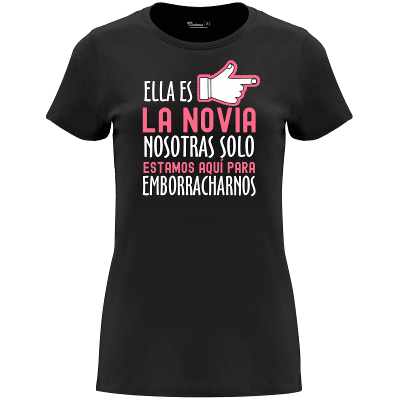 Camiseta despedida de soltera para amigas de la novia en algodón orgánico – Diseño La novia no soy yo – negro