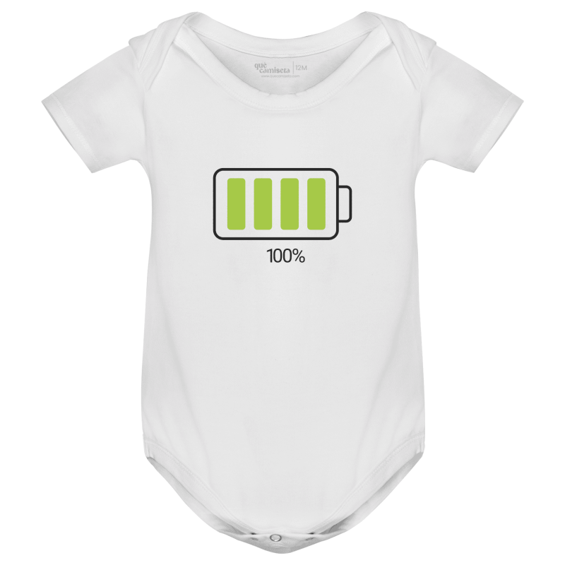 Body Bebé Manga Corta color blanco - Diseño 'Batería descargada'