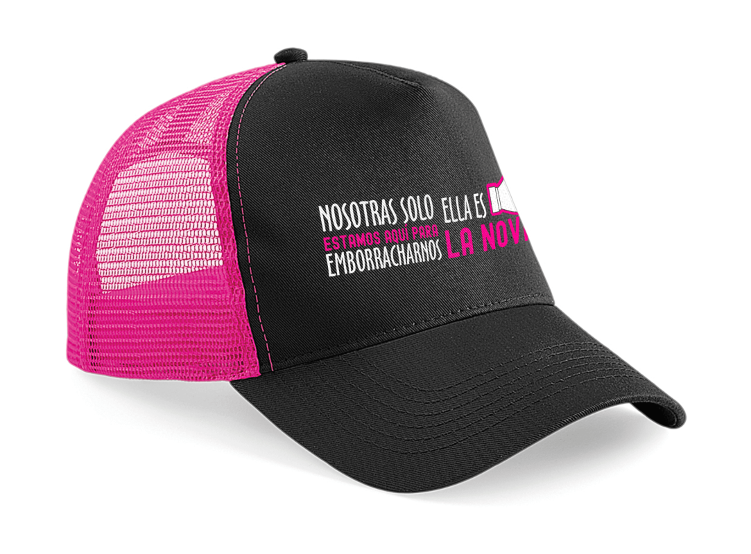 Gorra trucker La Novia No Soy Yo color negro y fucsia - Vista lateral