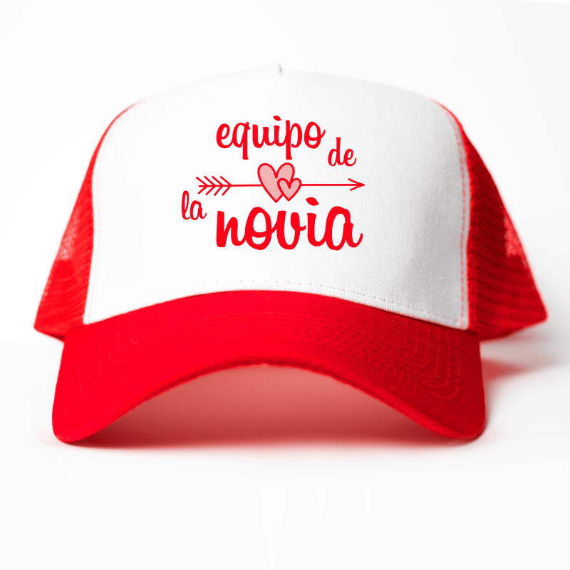 Gorra trucker Equipo de la Novia color rojo y blanco - Vista frontal