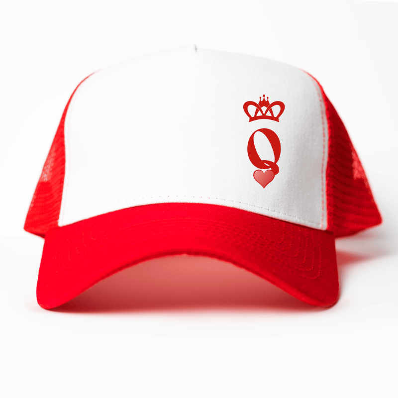 Gorra trucker Reina color rojo y blanco - Vista frontal