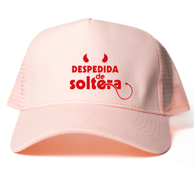 Gorra trucker Diabla color rosa pastel - Vista frontal