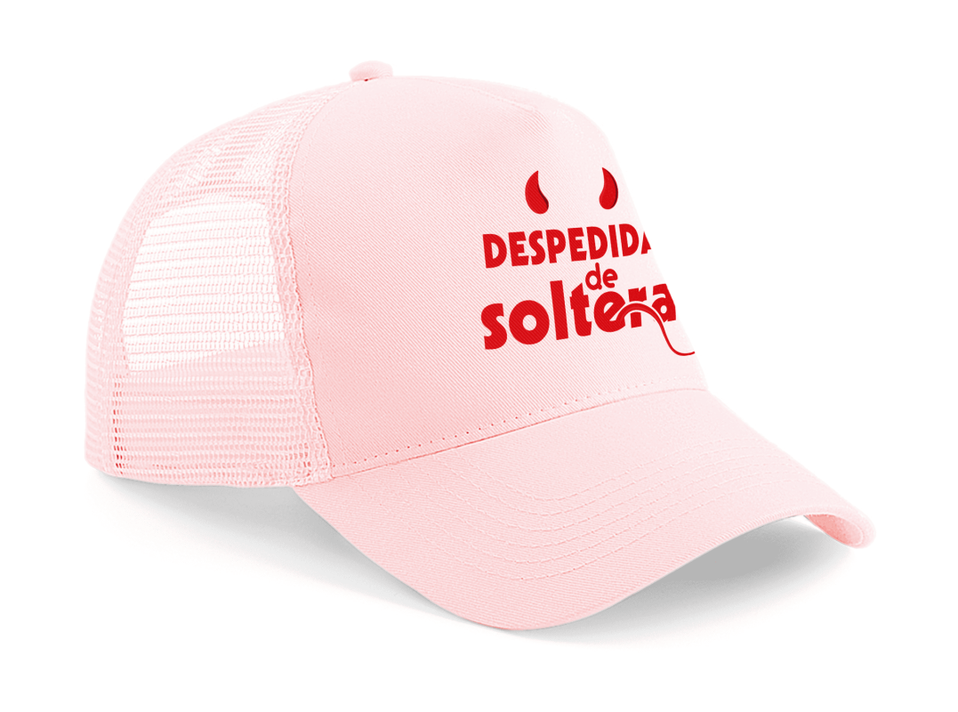 Gorra trucker Diabla color rosa pastel - Vista lateral