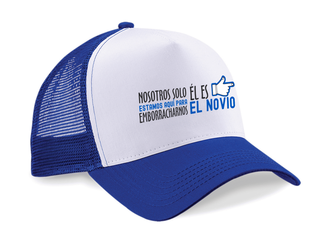 Gorra trucker El Novio No Soy Yo azul royal y blanco - Despedida de soltero - vista lateral