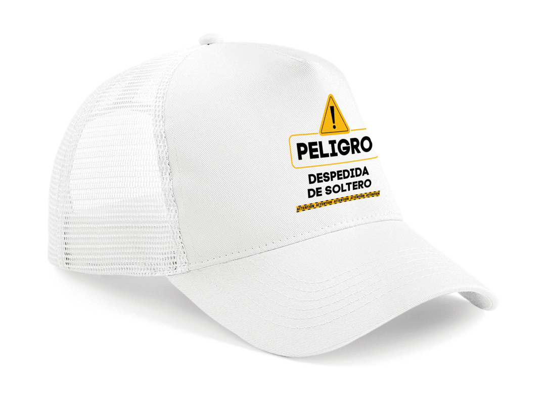 Gorra trucker Peligro color blanco - Vista lateral