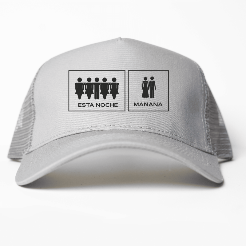 Gorra trucker Hoy y Mañana color gris y claro - Vista frontal