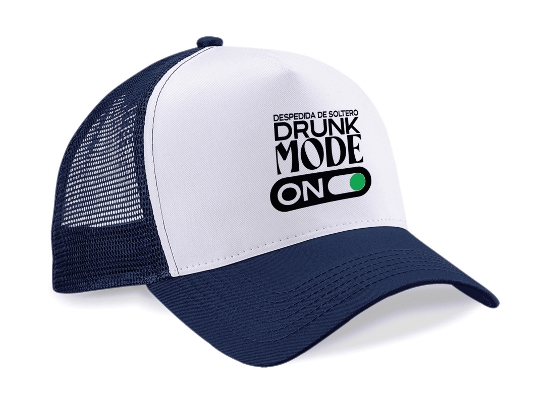 Gorra trucker Drunk Mode color marino / blanco - Vista lateral