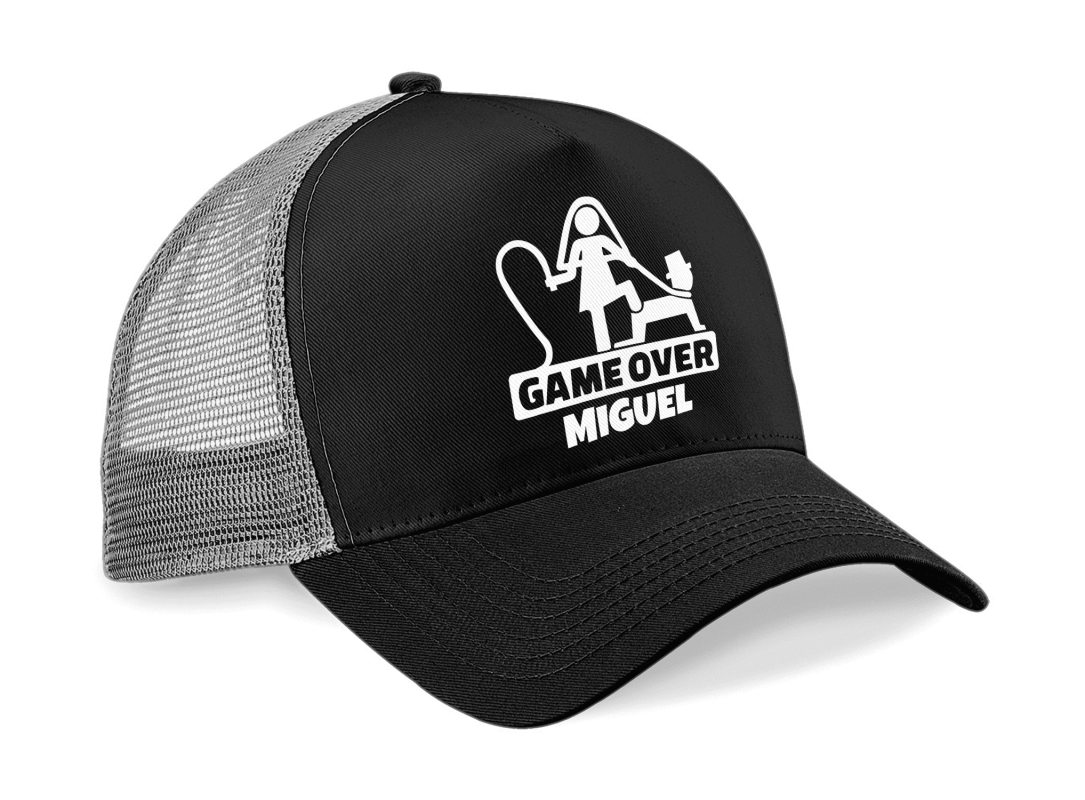 Gorra trucker Game Over color negro y gris - Vista lateral